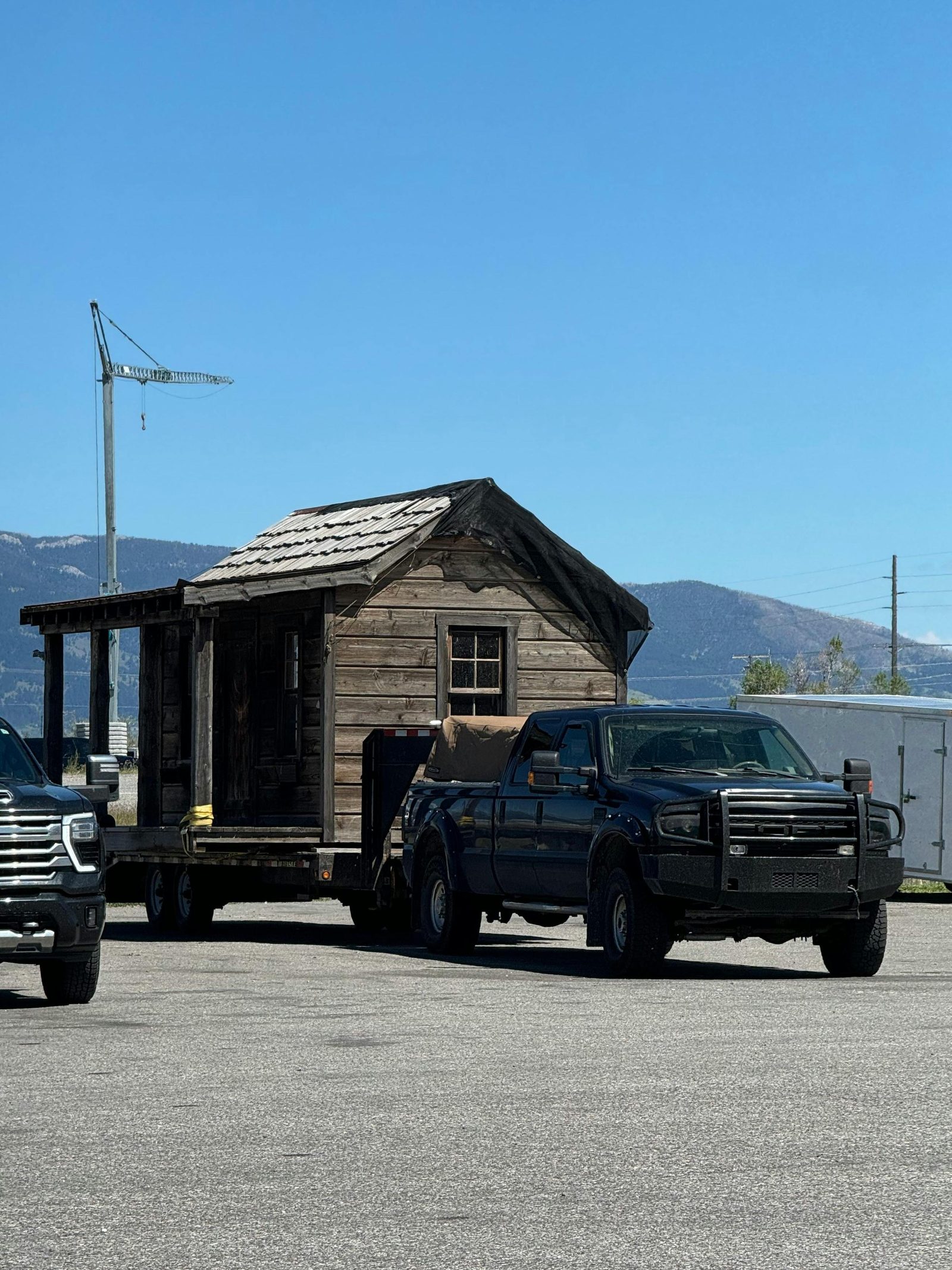 Pickup truck hauling a loaded trailer